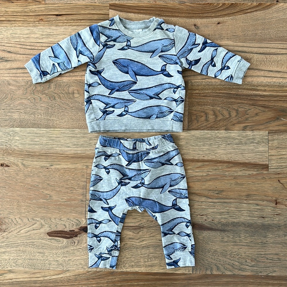 H&M 2-piece Whale Sweatshirt and Jogger Set